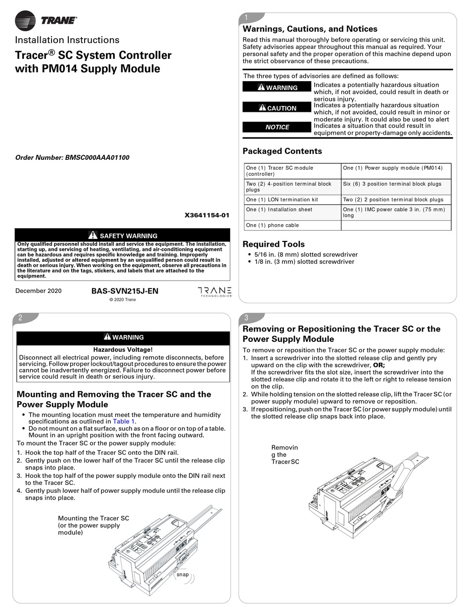 TRANE TRACER SC INSTALLATION INSTRUCTIONS Pdf Download ManualsLib