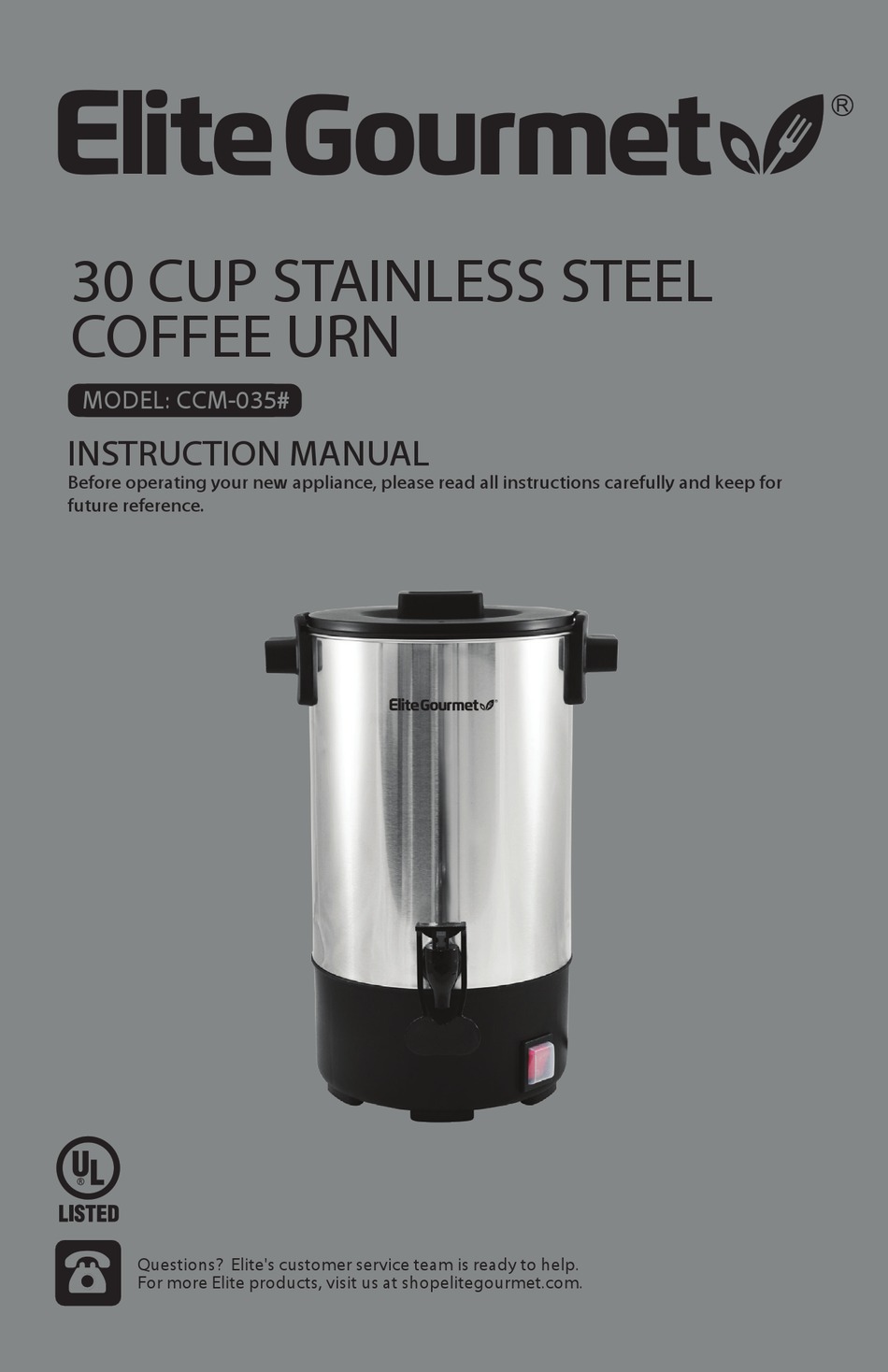 ELITE GOURMET CCM035 INSTRUCTION MANUAL Pdf Download ManualsLib