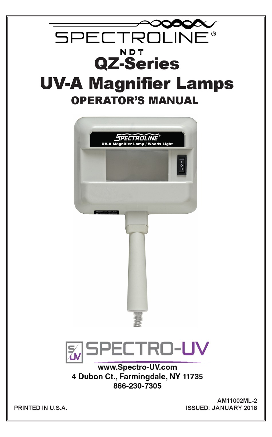 SPECTROUV SPECTROLINE QZSERIES OPERATOR'S MANUAL Pdf Download