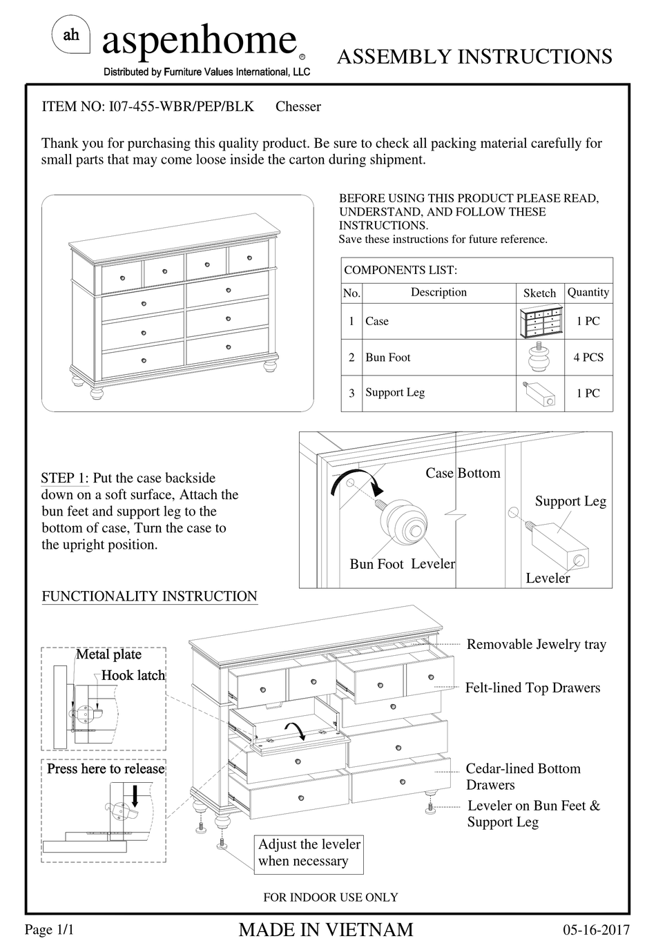 ASPENHOME I07487WBR ASSEMBLY INSTRUCTIONS Pdf Download ManualsLib