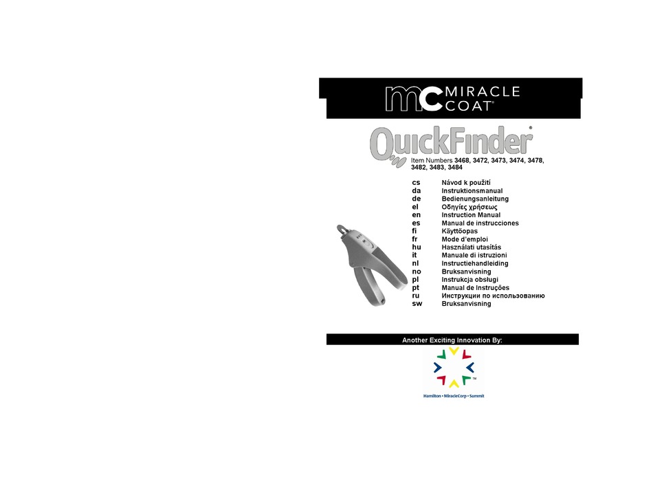 MIRACLE COAT QUICKFINDER 3468 INSTRUCTION MANUAL Pdf Download ManualsLib