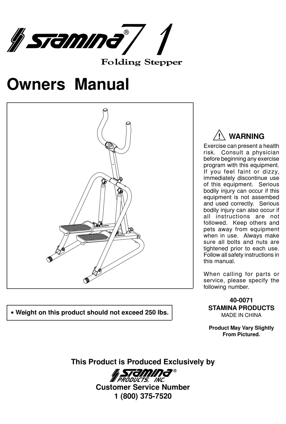 stamina avari folding stepper