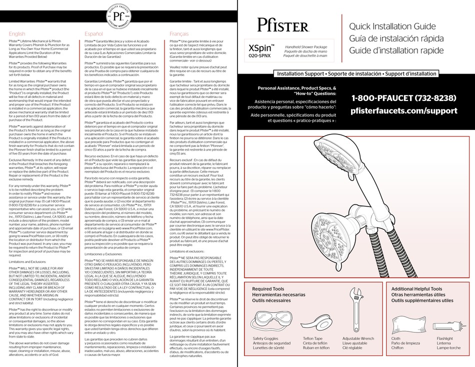 PFISTER XSPIN 020 SPNX QUICK INSTALLATION MANUAL Pdf Download ManualsLib   Pfister Xspin 020 Spnx 