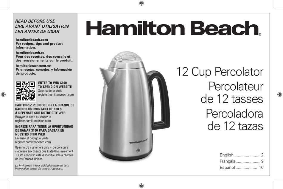 HAMILTON BEACH 40614RN USE & CARE MANUAL Pdf Download ManualsLib