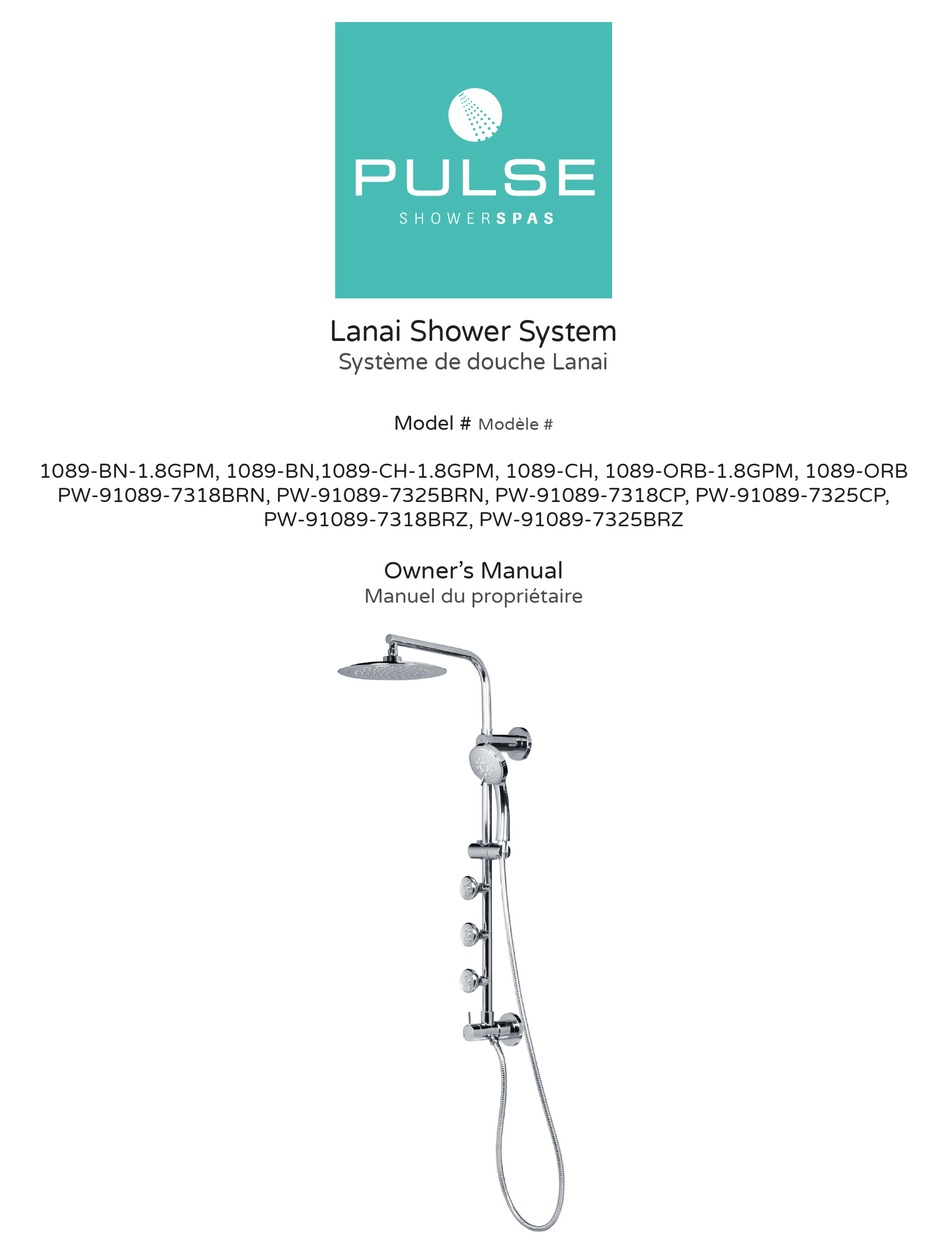 PULSE SHOWER SPAS LANAI 1089BN1.8GPM OWNER'S MANUAL Pdf Download