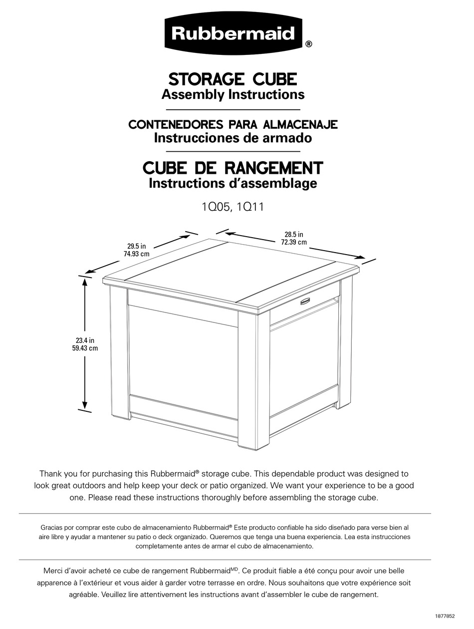 RUBBERMAID 1Q05 ASSEMBLY INSTRUCTIONS MANUAL Pdf Download ManualsLib