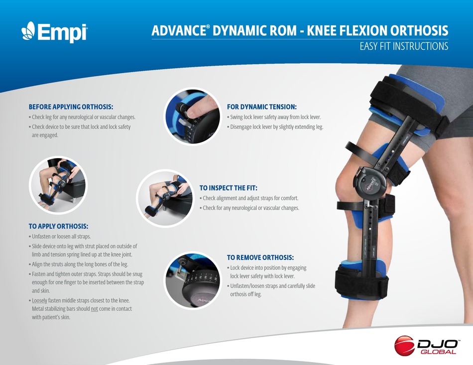 DJO GLOBAL EMPI ADVANCE DYNAMIC ROM EASY TO FIT INSTRUCTIONS Pdf