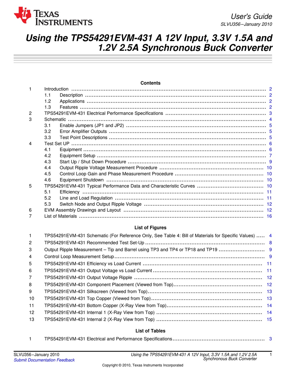 TEXAS INSTRUMENTS TPS54291EVM-431 USER MANUAL Pdf Download | ManualsLib