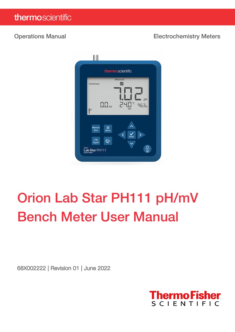 THERMOFISHER SCIENTIFIC ORION LAB STAR PH111 OPERATION MANUAL Pdf