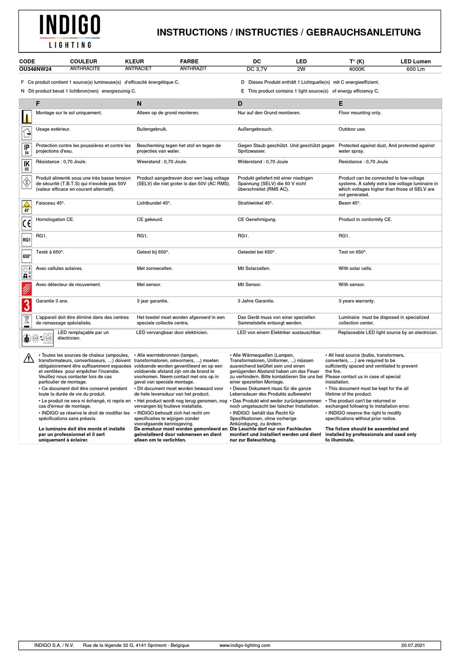 INDIGO OU348NW24 INSTALLATION INSTRUCTIONS Pdf Download ManualsLib