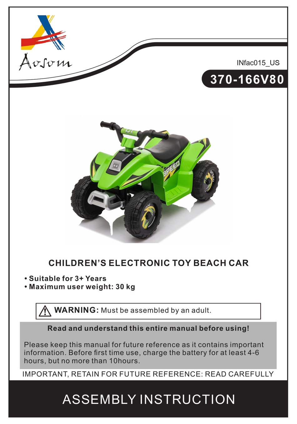 AOSOM 370166V80 ASSEMBLY INSTRUCTION MANUAL Pdf Download ManualsLib