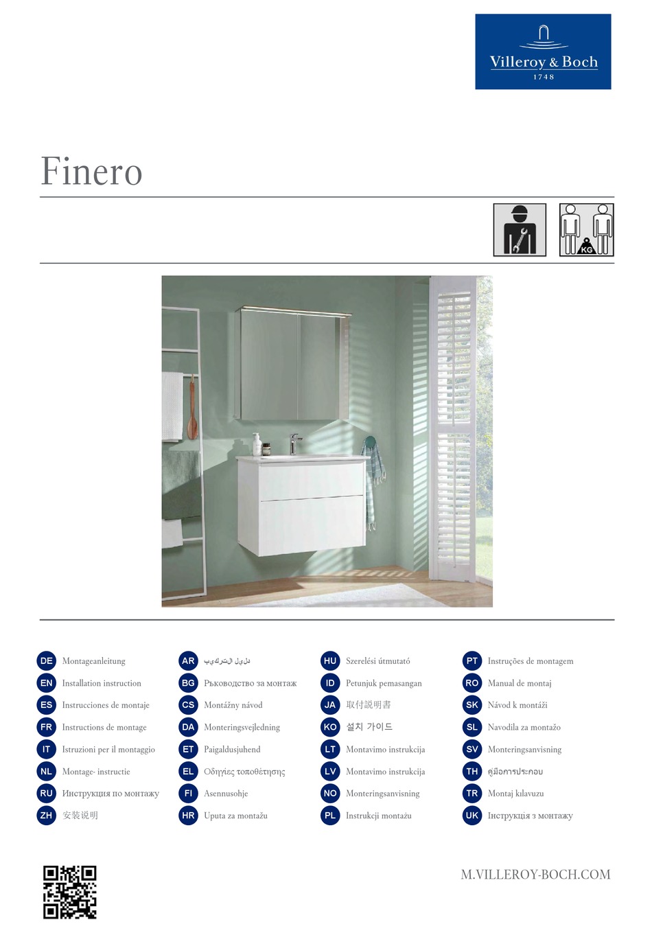 VILLEROY & BOCH FINERO S00405DHR1 INSTALLATION INSTRUCTIONS MANUAL Pdf