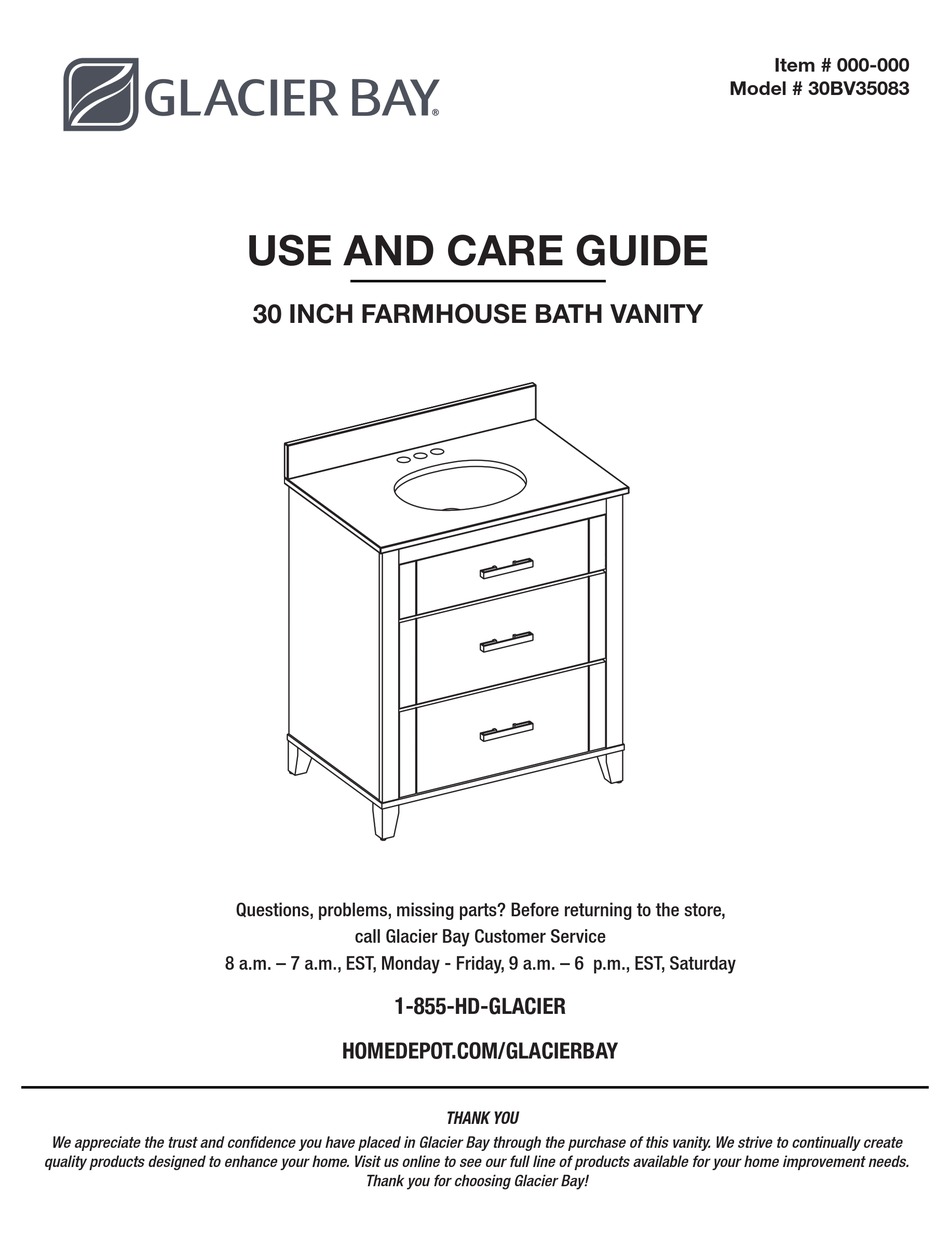 GLACIER BAY 30BV35083 USE AND CARE MANUAL Pdf Download ManualsLib