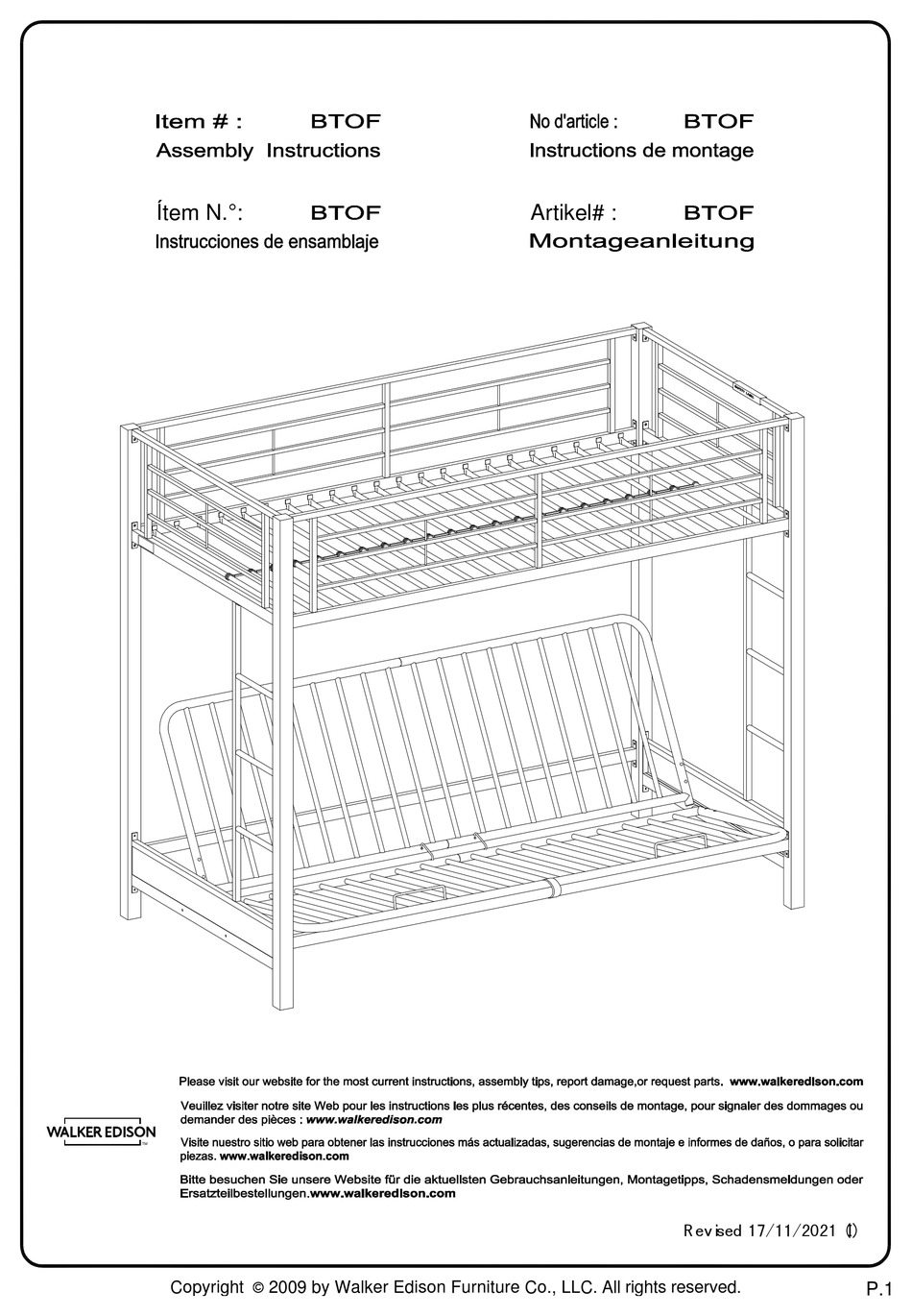 WALKER EDISON BTOF ASSEMBLY INSTRUCTIONS MANUAL Pdf Download | ManualsLib