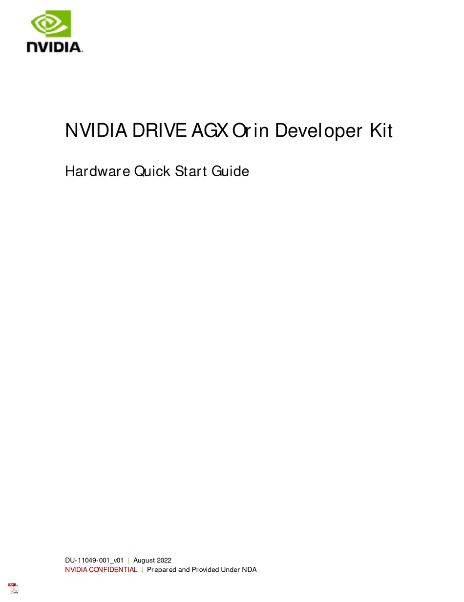 NVIDIA DRIVE AGX HARDWARE QUICK START MANUAL Pdf Download ManualsLib