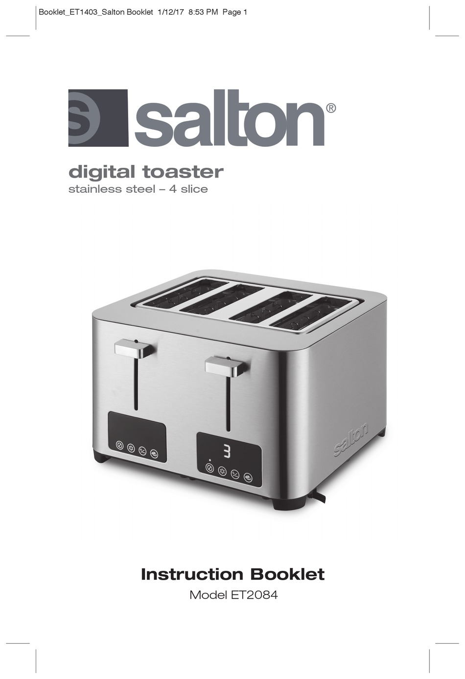 SALTON ET2084 INSTRUCTION BOOKLET Pdf Download ManualsLib