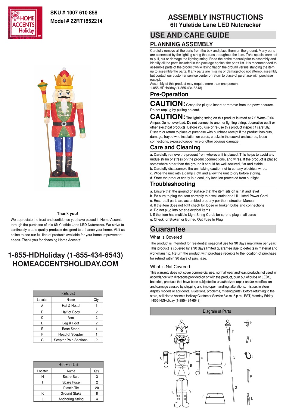HOME ACCENTS HOLIDAY 22RT1852214 ASSEMBLY INSTRUCTIONS Pdf Download