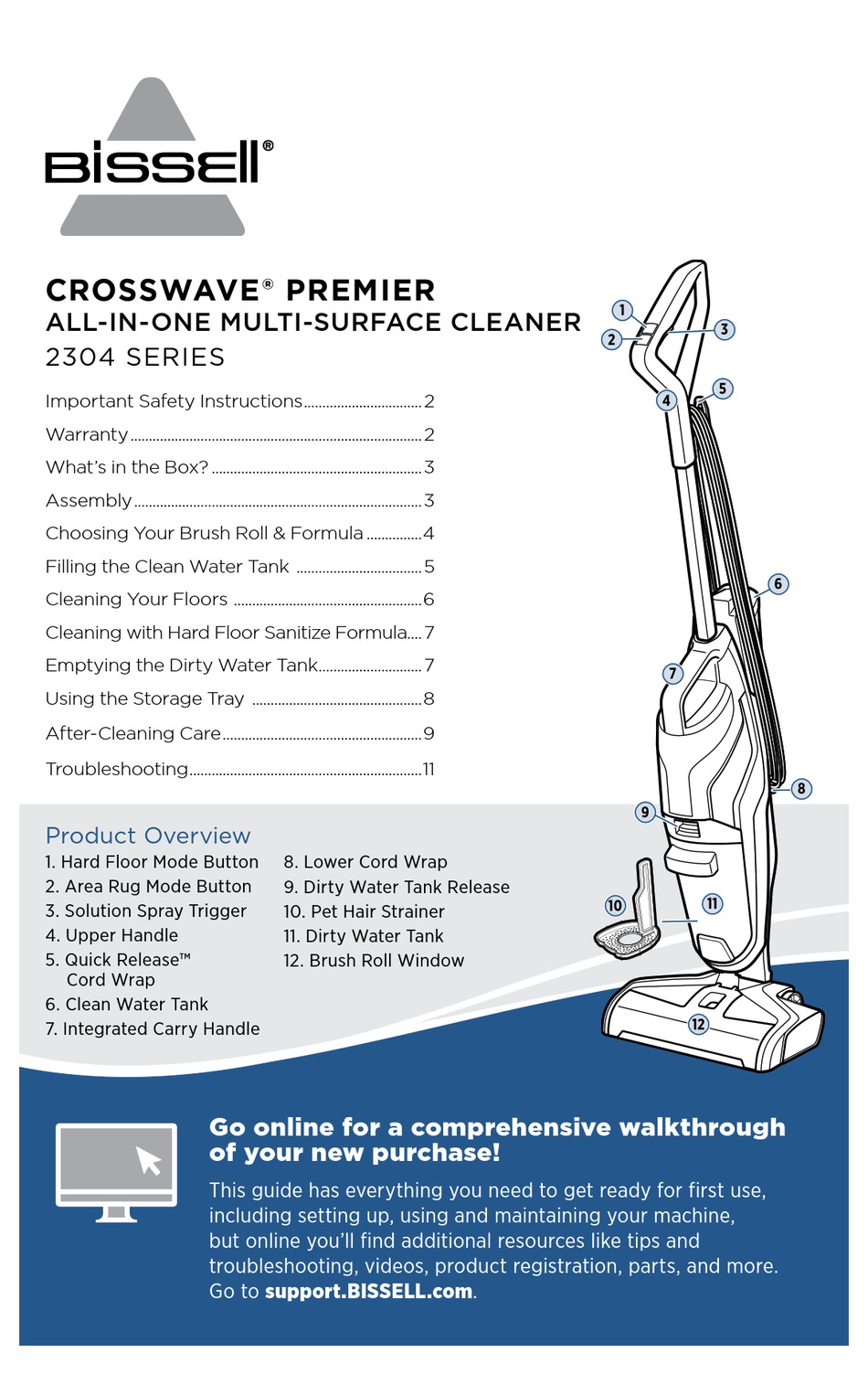 BISSELL CROSSWAVE PREMIER 2304 SERIES MANUAL Pdf Download ManualsLib