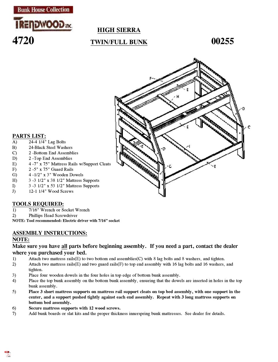 TRENDWOOD 4720 ASSEMBLY INSTRUCTIONS MANUAL Pdf Download ManualsLib