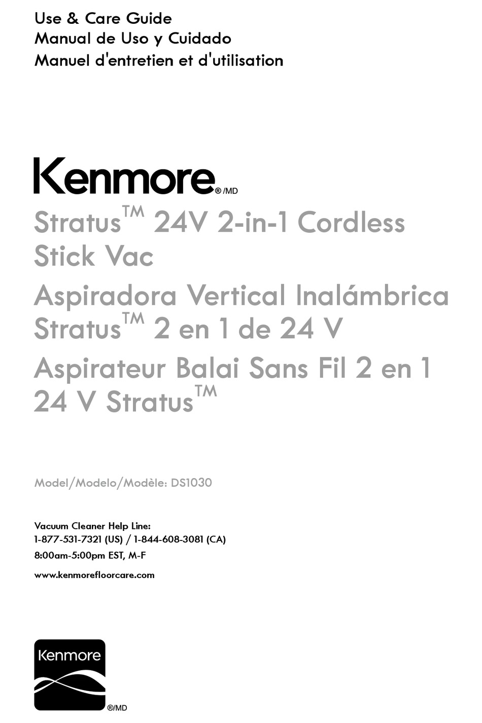 KENMORE STRATUS DS1030 USE & CARE MANUAL Pdf Download ManualsLib