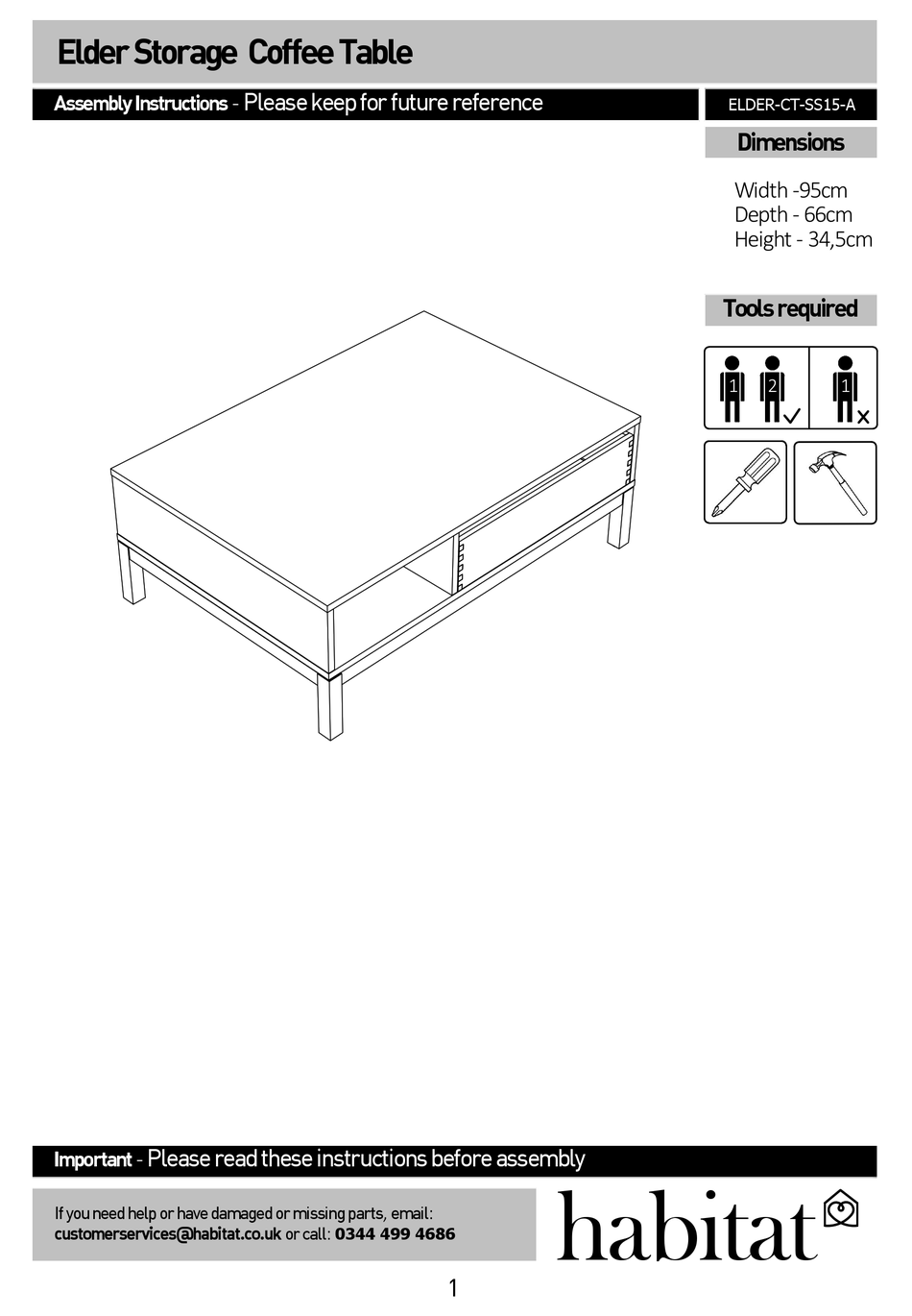 HABITAT ELDERCTSS15A ASSEMBLY INSTRUCTIONS MANUAL Pdf Download