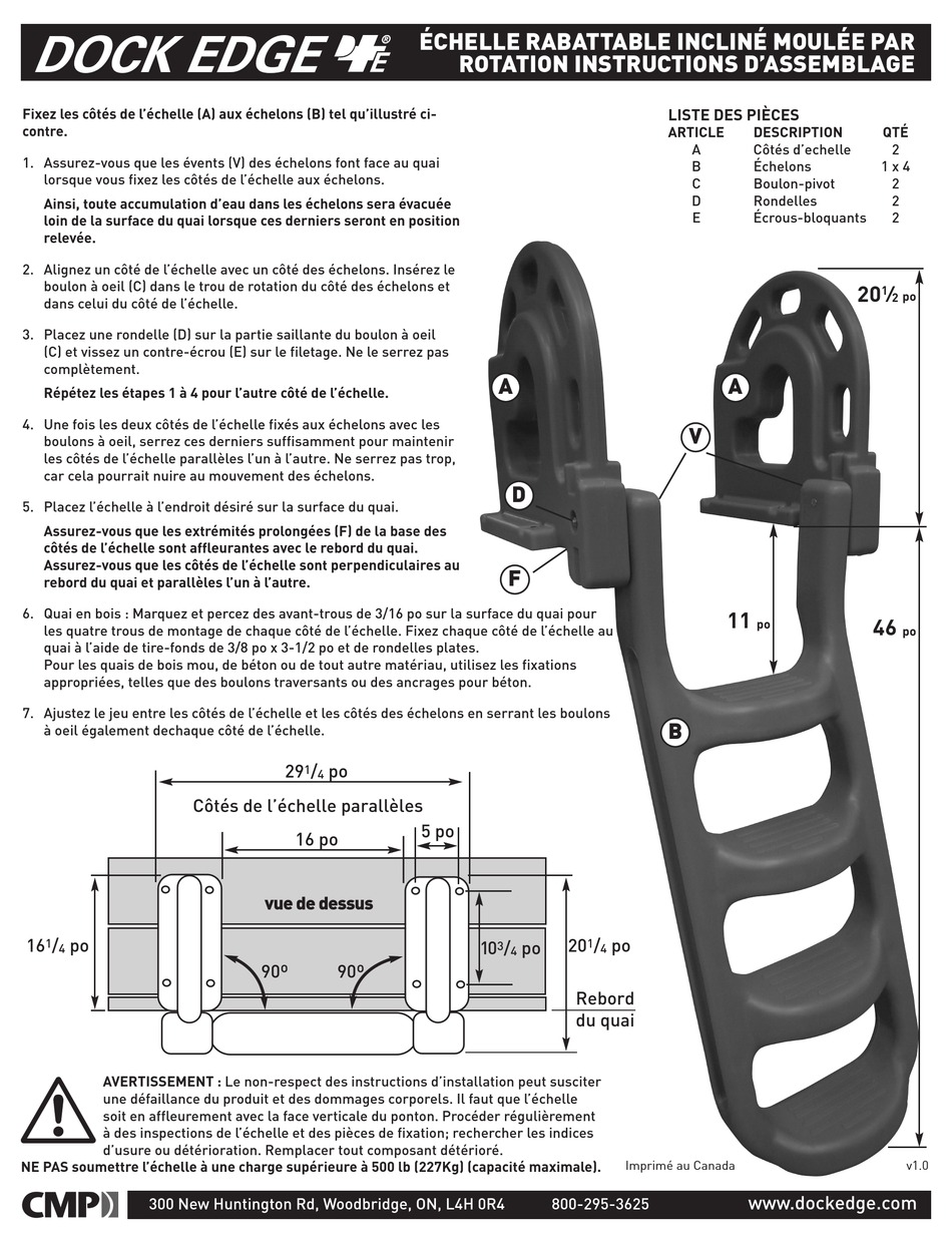 CMP DOCK EDGE 2084F ASSEMBLY INSTRUCTIONS Pdf Download ManualsLib