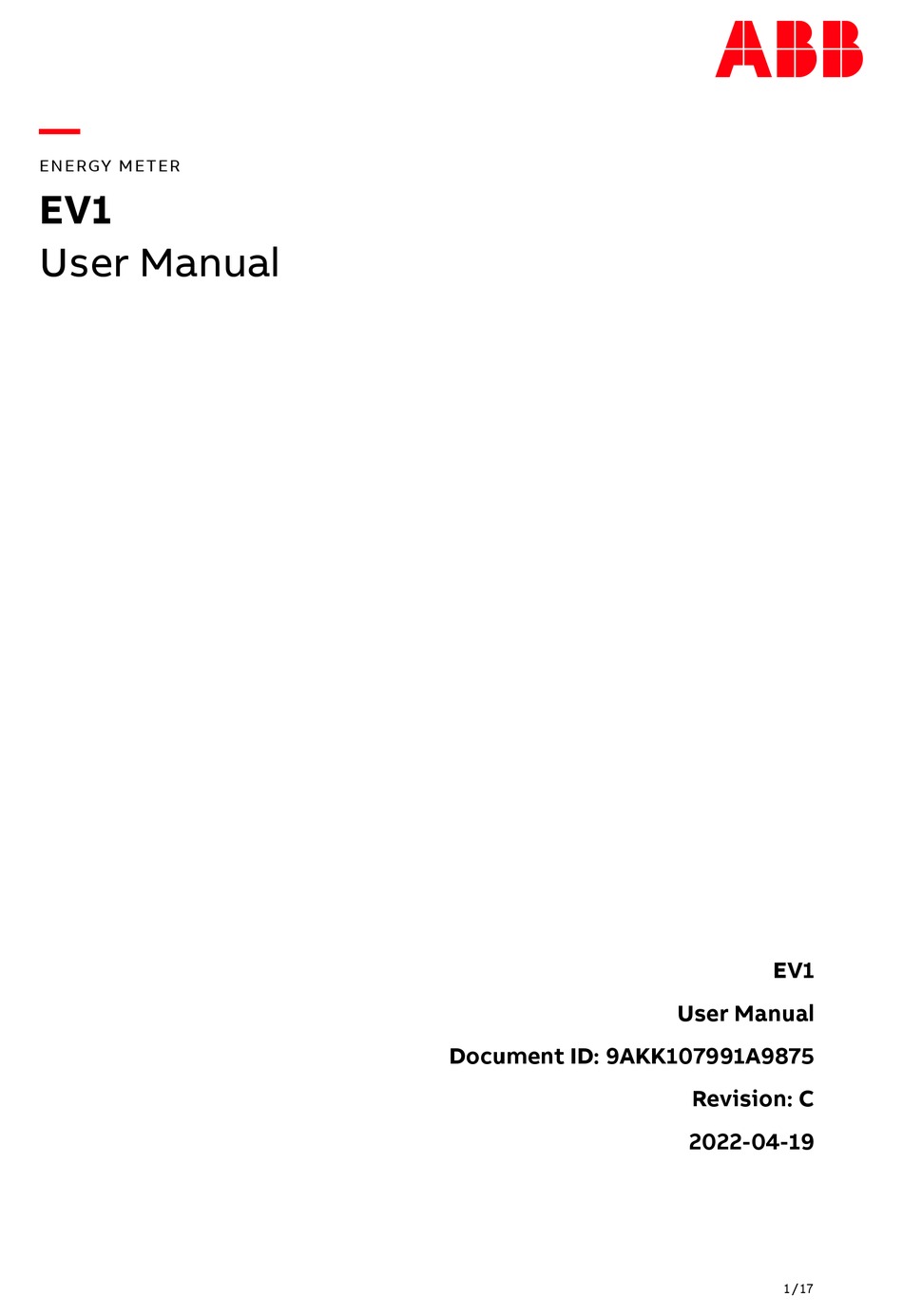 ABB EV1 USER MANUAL Pdf Download | ManualsLib