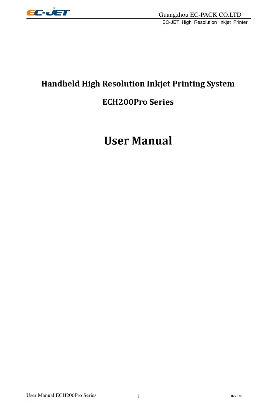 EC-PACK EC-JET ECH200PRO SERIES USER MANUAL Pdf Download | ManualsLib