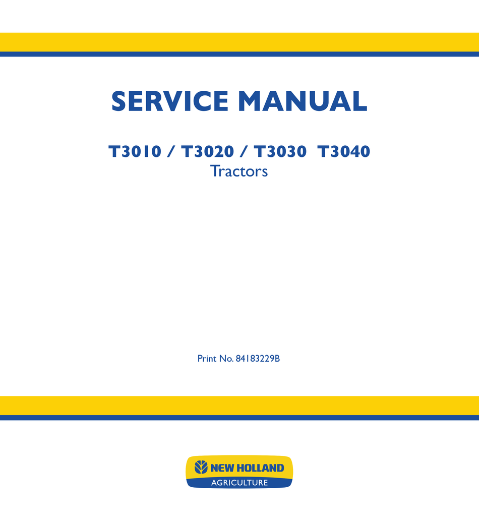 NEW HOLLAND T3010 SERVICE MANUAL Pdf Download | ManualsLib