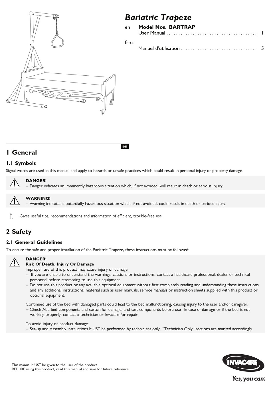 INVACARE BARTRAP USER MANUAL Pdf Download ManualsLib