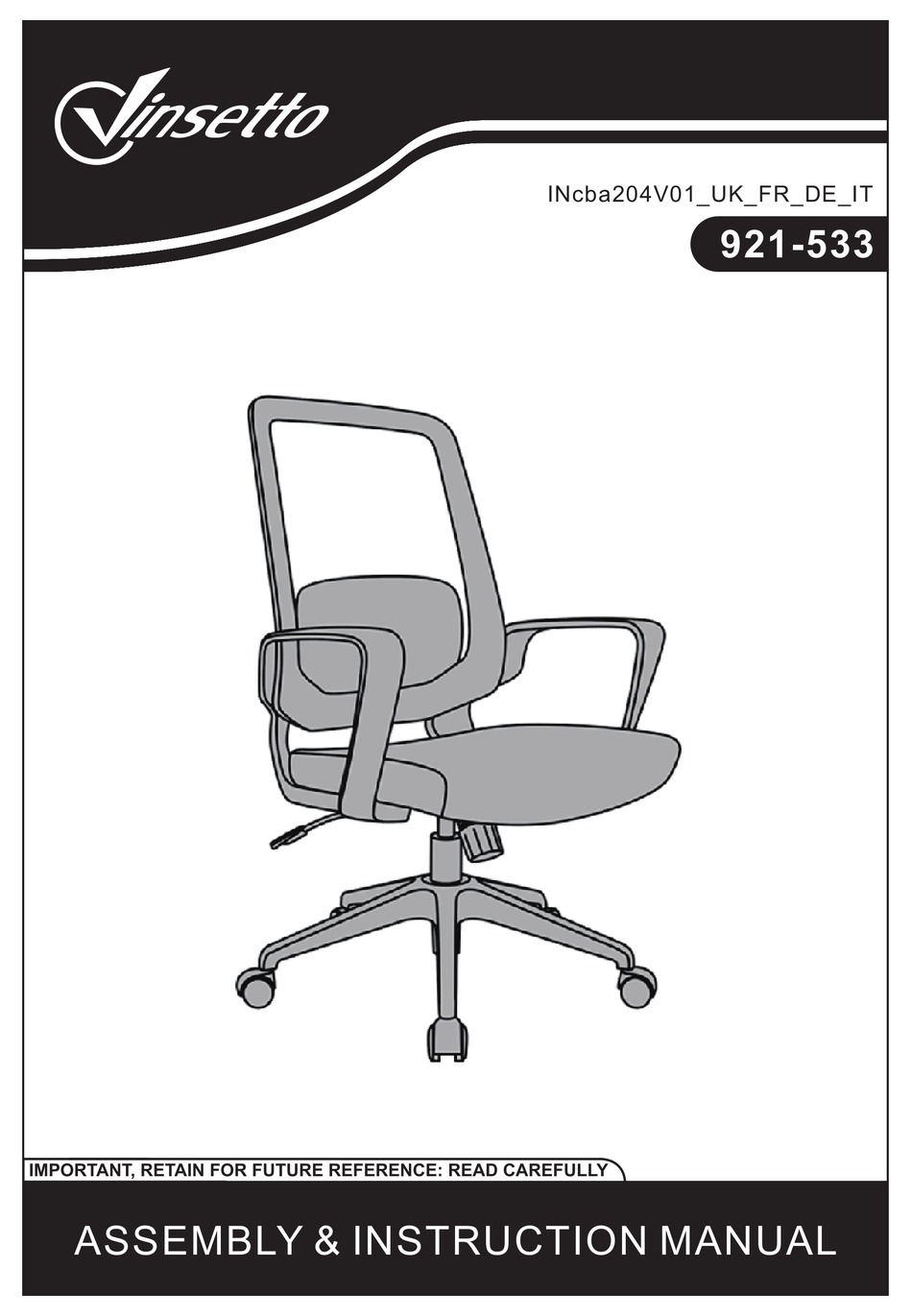 VINSETTO 921533 ASSEMBLY & INSTRUCTION MANUAL Pdf Download ManualsLib