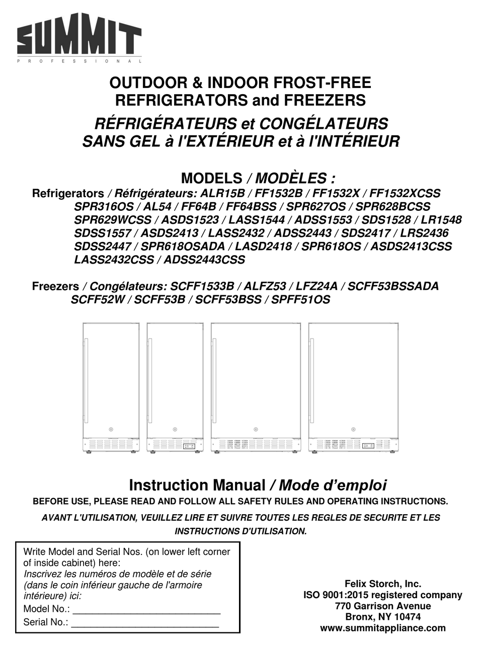 SUMMIT PROFESSIONAL ASDS1523 INSTRUCTION MANUAL Pdf Download ManualsLib