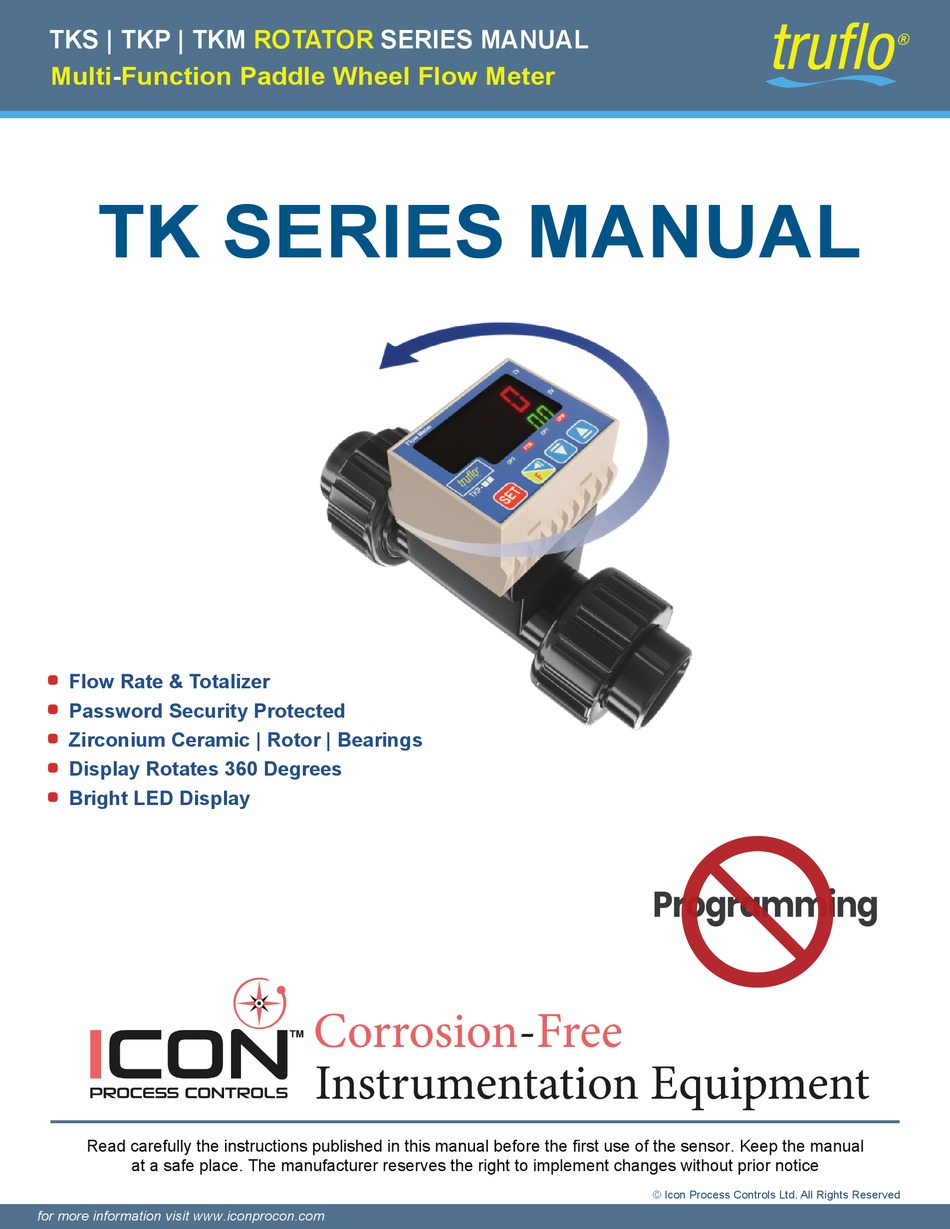 ICON PROCESS CONTROLS TRUFLO TK SERIES MANUAL Pdf Download | ManualsLib