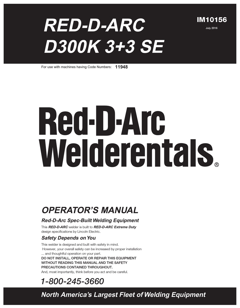 REDDARC WELDERENTALS D300K 3+3 SE OPERATOR