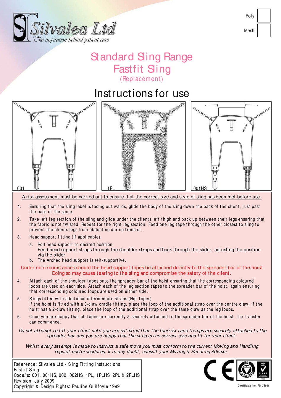 SILVALEA STANDARD SLING SERIES INSTRUCTIONS FOR USE Pdf Download