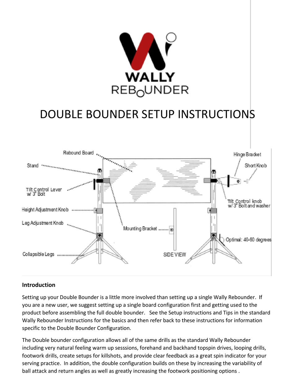 WALLY REBOUNDER DOUBLE BOUNDER SETUP INSTRUCTIONS Pdf Download ManualsLib