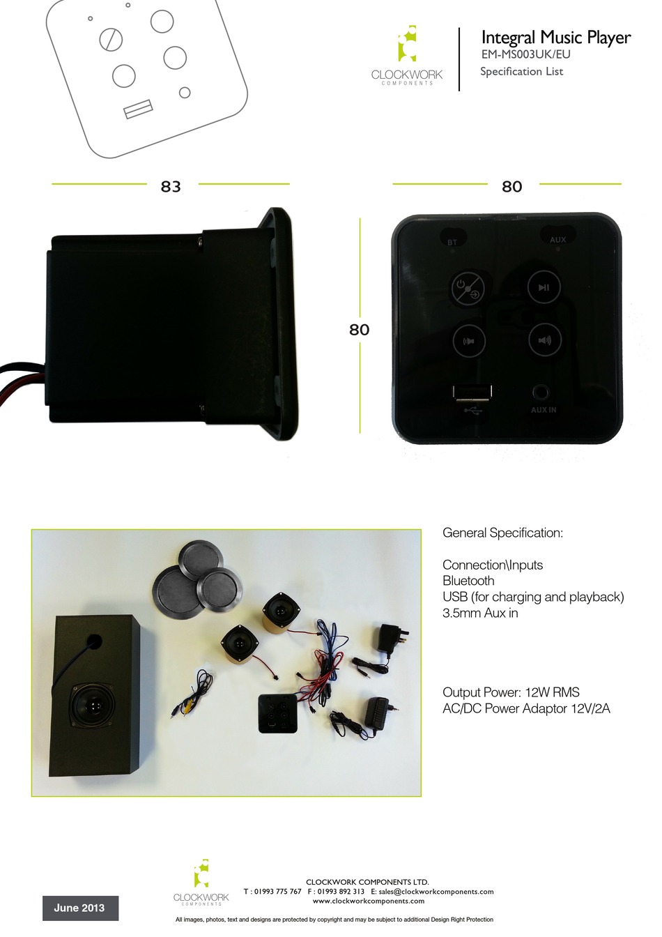 CLOCKWORK COMPONENTS EMMS003UK QUICK START MANUAL Pdf Download