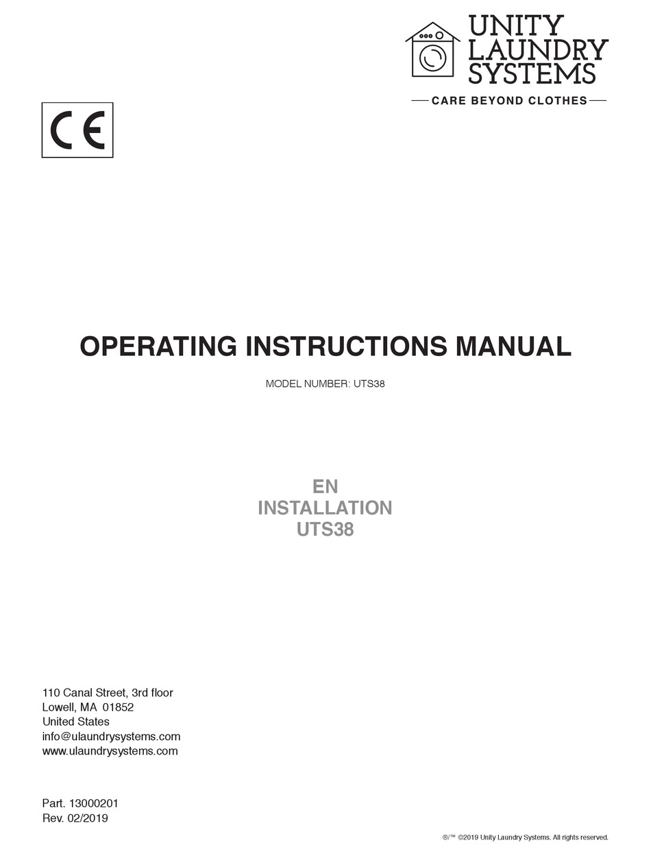 UNITY LAUNDRY SYSTEMS UTS38 OPERATING INSTRUCTIONS MANUAL Pdf Download