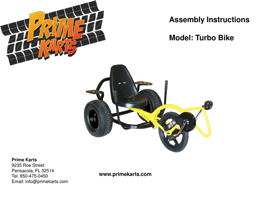 PRIME KARTS TURBO BIKE ASSEMBLY INSTRUCTIONS Pdf Download ManualsLib