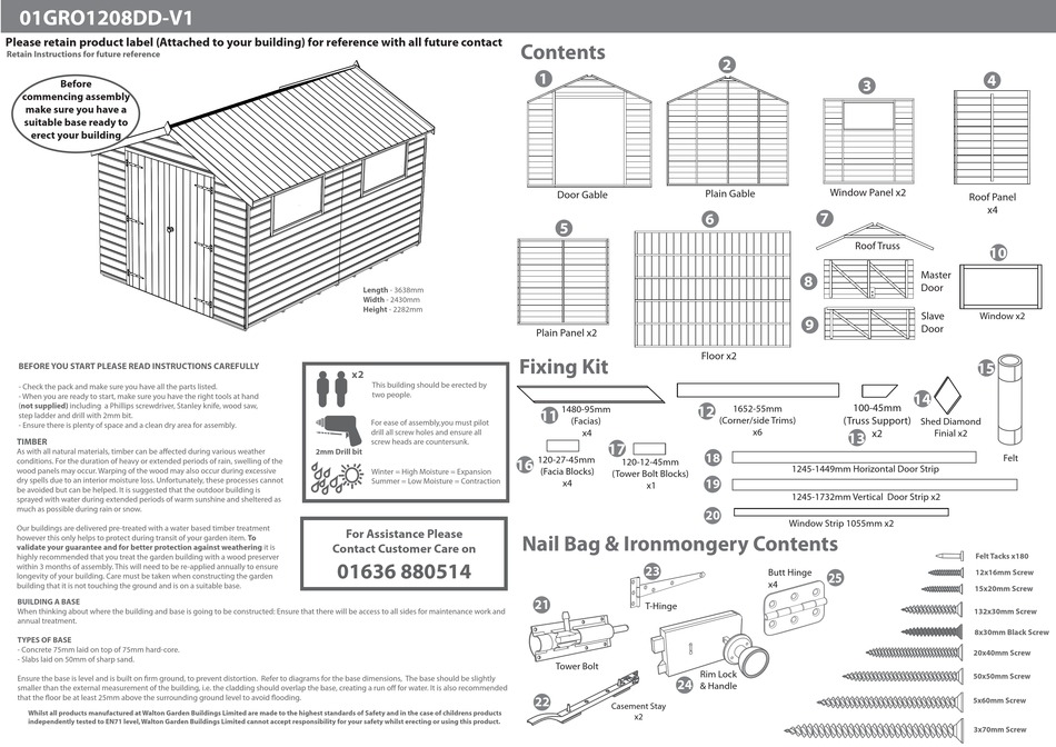 WALTONS 01GRO1208DD-V1 MANUAL Pdf Download | ManualsLib