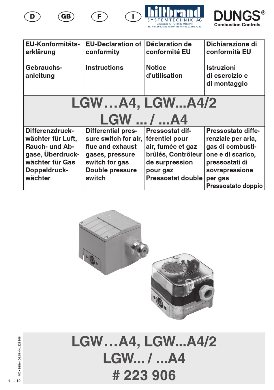 HILTBRAND DUNGS LGW A4 SERIES MANUAL Pdf Download ManualsLib
