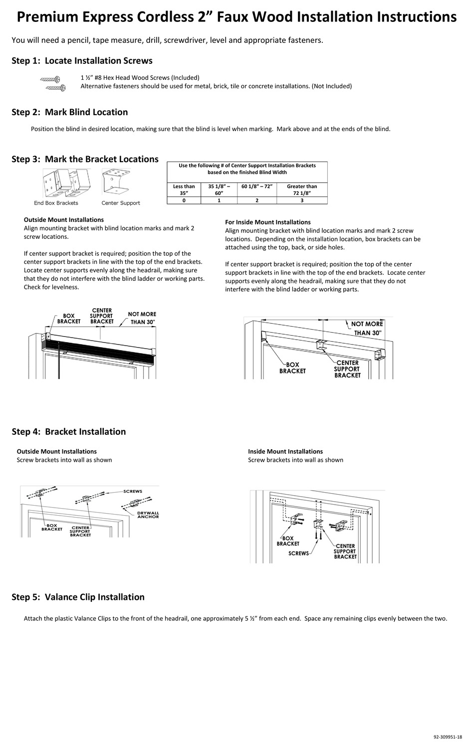 Awardblinds Premium Express Cordless 2 Faux Wood Installation Instructions Pdf Download