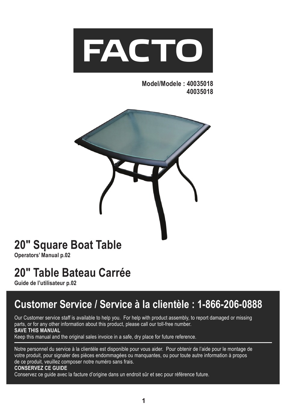 FACTO 40035018 OPERATOR'S MANUAL Pdf Download ManualsLib