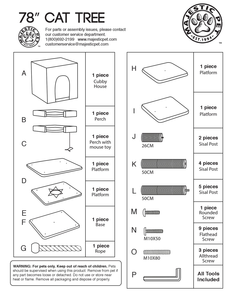 MAJESTIC PET 78 INCH CAT TREE ASSEMBLY Pdf Download ManualsLib