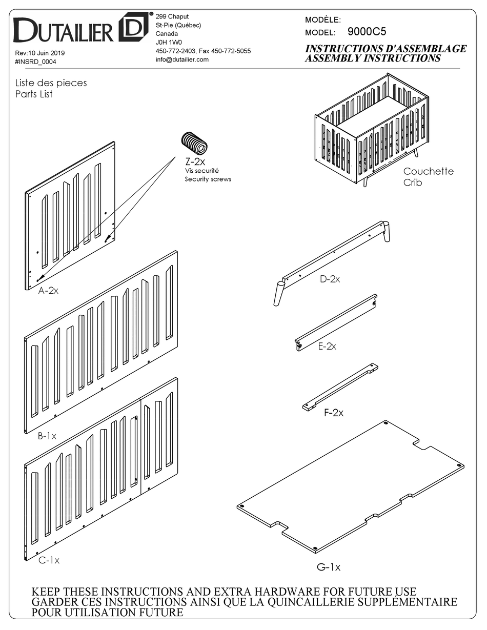 DUTAILIER 9000C5 ASSEMBLY INSTRUCTIONS MANUAL Pdf Download ManualsLib