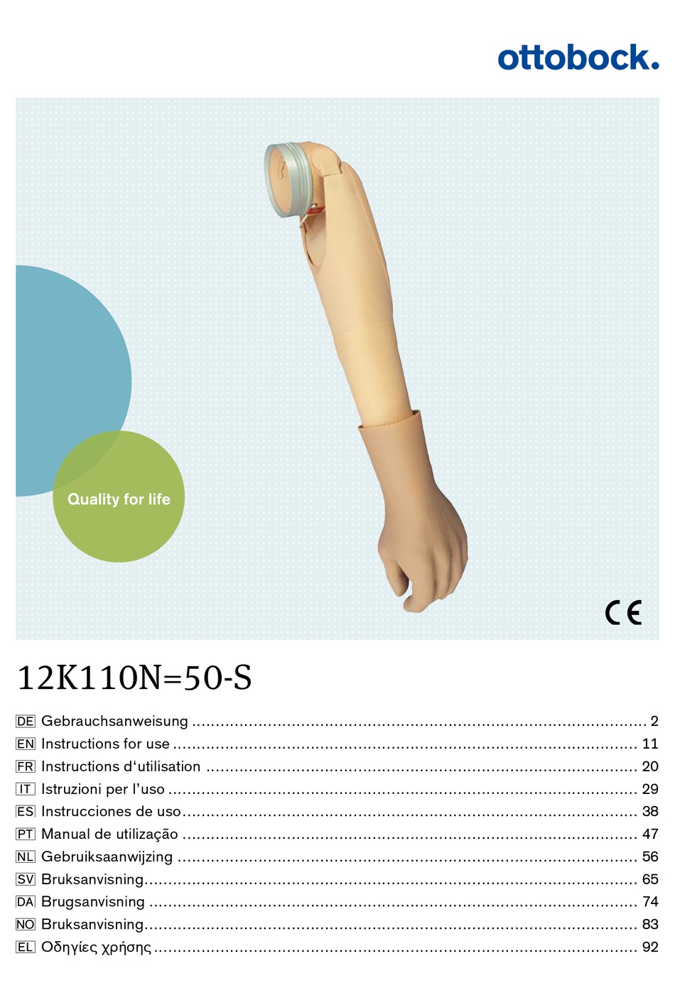 OTTO BOCK 12K110N-50-S INSTRUCTIONS FOR USE MANUAL Pdf Download ...