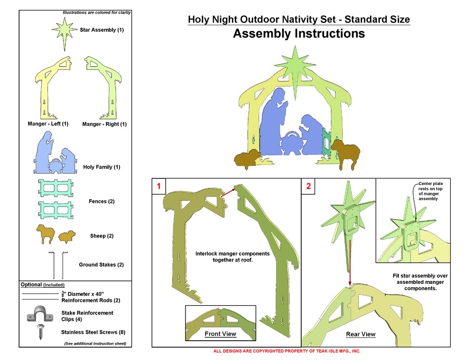 TEAK ISLE HOLY NIGHT OUTDOOR NATIVITY SET ASSEMBLY INSTRUCTIONS Pdf