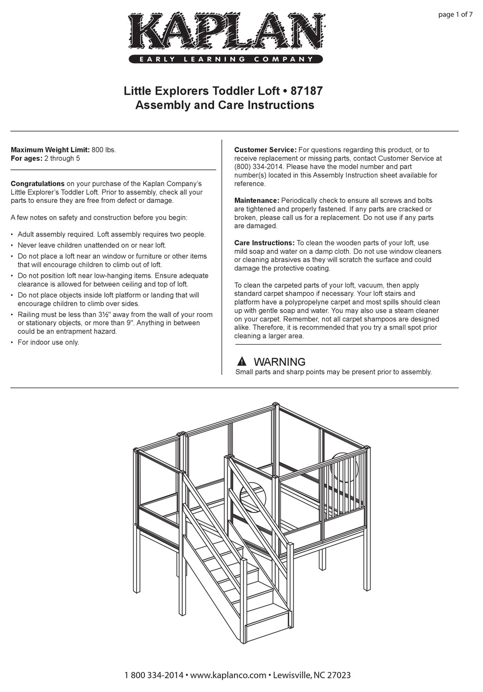 KAPLAN 87187 ASSEMBLY AND CARE INSTRUCTIONS Pdf Download ManualsLib