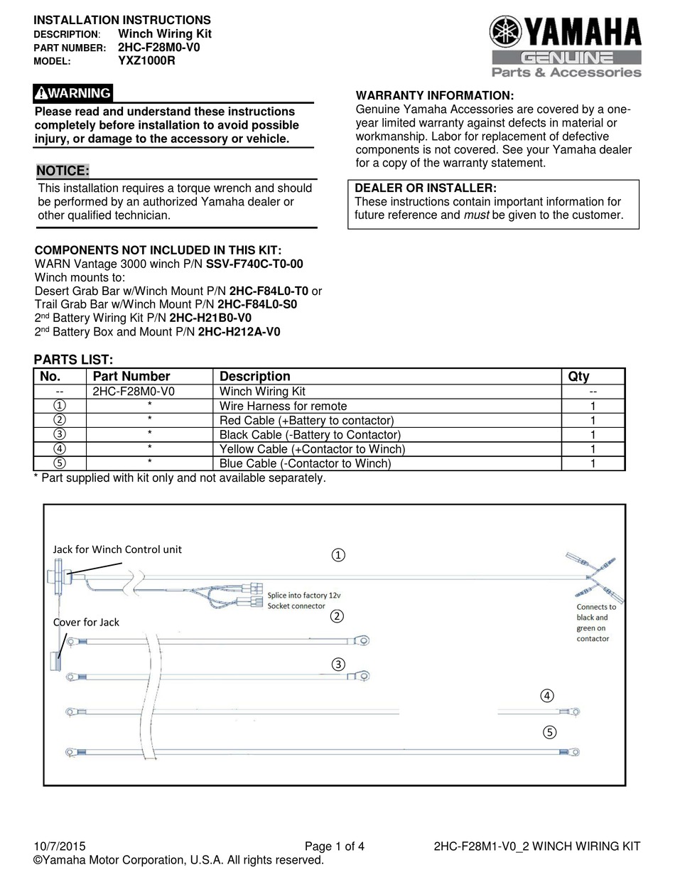 YAMAHA YXZ1000R INSTALLATION INSTRUCTIONS Pdf Download ManualsLib