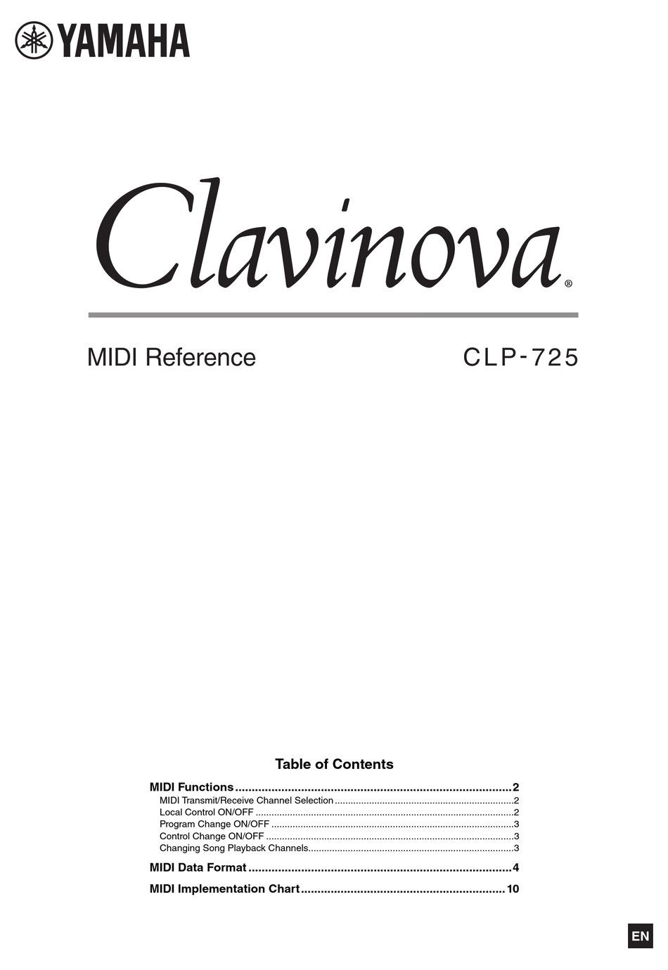 YAMAHA CLAVINOVA CLP 725 USER MANUAL Pdf Download ManualsLib